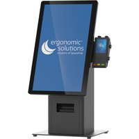 Black SpacePole Mini Kiosk with touchscreen display, card reader, and sturdy countertop base.