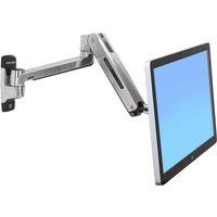 Silver Ergotron LX HD Sit-Stand wall mount for 46" screens, adjustable arm, sleek design, sturdy construction.