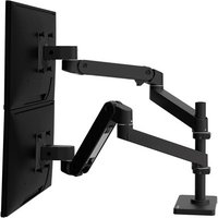 Black Ergotron LX Pro Series monitor mount with adjustable arms and sturdy base for 27-inch screens.