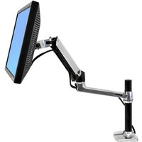Ergotron LX Series Desk Mount LCD Arm with Tall Pole, silver and black, adjustable joints, supporting a monitor.