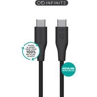 Black eSTUFF ES604180-BULK USB cable with Kevlar reinforcement and recycled plastic plugs.