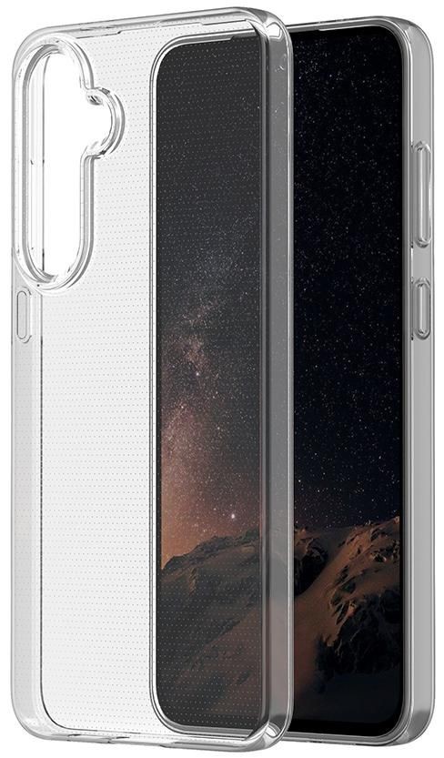Transparent TPU mobile phone case with precise cutouts for buttons and camera, showcasing a sleek design that enhances the phone's appearance while providing protection.