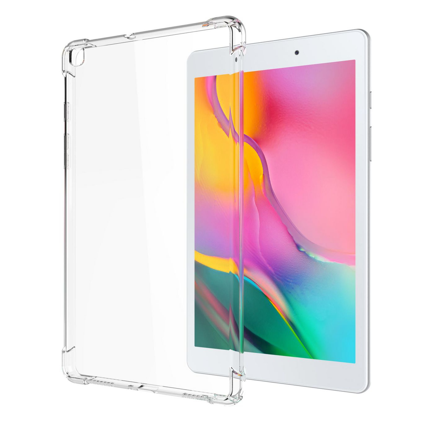 Transparent tablet case designed for 20.3 cm (8") devices, featuring a slim profile and flexible material for easy access to ports and buttons.