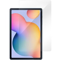 Black eSTUFF Samsung Galaxy S6 Lite tablet with colorful abstract screen and clear screen protector.