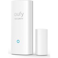 Eufy T89000D4 white wireless door/window sensor with sleek rectangular design and blue indicator light.