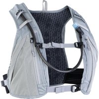 Gray Evoc Hydro Pro 6 hydration pack with 1.5L bladder, adjustable straps, and front zipper pocket.