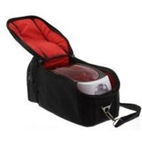 Black and red Evolis A5311 protective case with zipper and shoulder strap, designed for printer/scanner accessory.