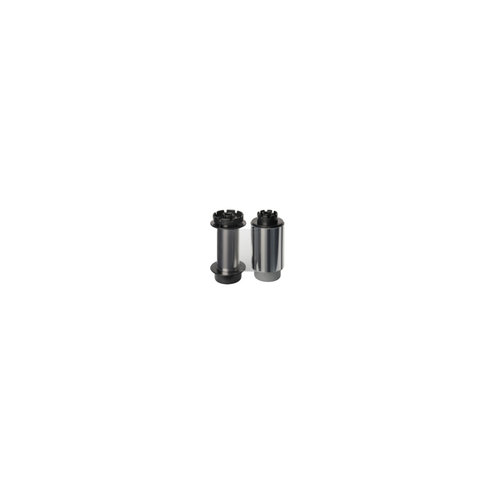 Transparent thermal-transfer ribbon by Evolis, featuring a black core and silver finish, designed for 500 pages of printing.