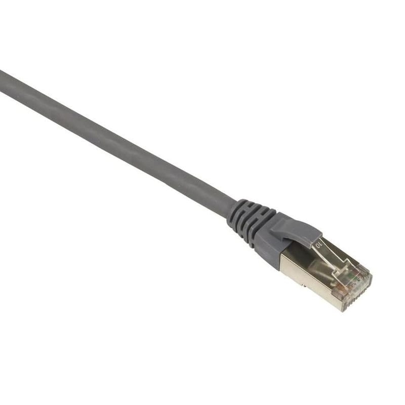 Grey 2-meter Cat6a F/FTP networking cable with a flexible outer material and a clear plastic connector at one end.