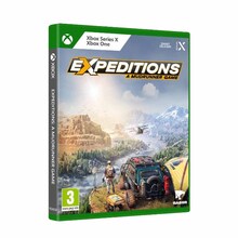 Cover art features a rugged landscape with mountains and a river, showcasing an off-road vehicle and a helicopter, with vibrant colors and the game title prominently displayed.