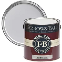 Farrow & Ball Full Gloss paint can, Calluna No. 270, purple label, open lid, suitable for wood and metalwork.