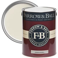 Farrow & Ball Modern Eggshell 2.5L paint can, School House White No. 291, maroon label with cream lid.