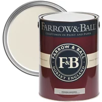 Farrow & Ball Modern Eggshell paint can, 2.5L, Slipper Satin No. 2004, dark red label with beige and white accents.