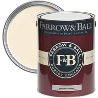 Farrow & Ball Modern Eggshell paint can, Tallow No. 203, maroon label with cream lid, 2.5L size.