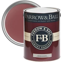 Farrow & Ball Modern Eggshell 5L can, Eating Room Red No. 43, with dark red label and silver lid.