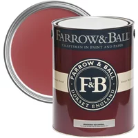 Farrow & Ball Modern Eggshell 5L paint can, deep red Incarnadine No. 248, with open lid showing color.