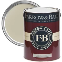 Farrow & Ball Modern Eggshell Paint, Bone No. 15, in a maroon can with a cream lid and F&B logo.