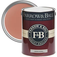 Farrow & Ball Modern Eggshell paint can, Red Earth No. 64, with open lid showing warm terracotta color.