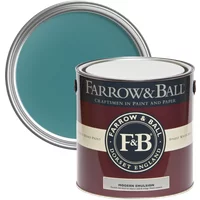 Farrow & Ball Modern Emulsion 2.5L paint can, Vardo No. 288, teal color, durable and washable finish.