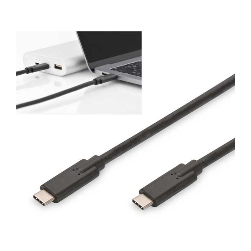 Black USB C to USB C data sync and charge cable, 0.5 meters long, supports 5GB data transfer and 60W power delivery, featuring durable connectors on both ends.