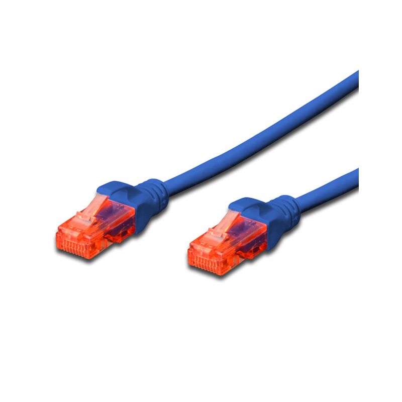 Blue 1.5m Cat.6 UTP LSZH patch cable featuring two orange connectors, designed for reliable network connections.