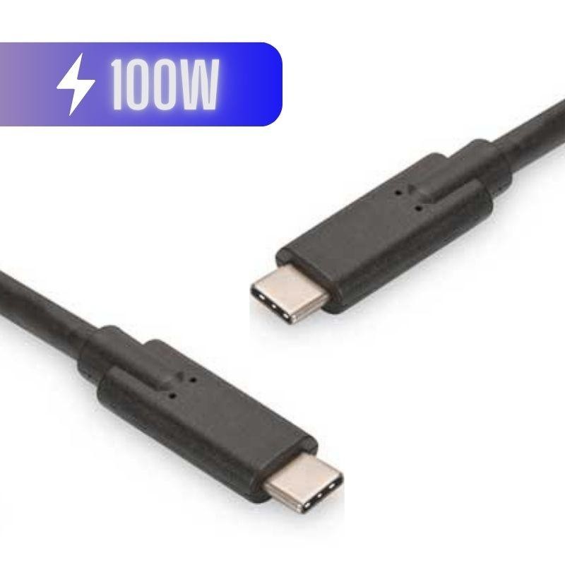 Black USB-C to USB-C charging cable with 100W Power Delivery, featuring sleek connectors and a durable design for fast charging and data transfer.