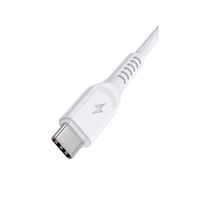 White 2M USB-C to USB-C charging cable with a sleek design, featuring a sturdy connector and a lightning bolt symbol, capable of 240W power delivery.