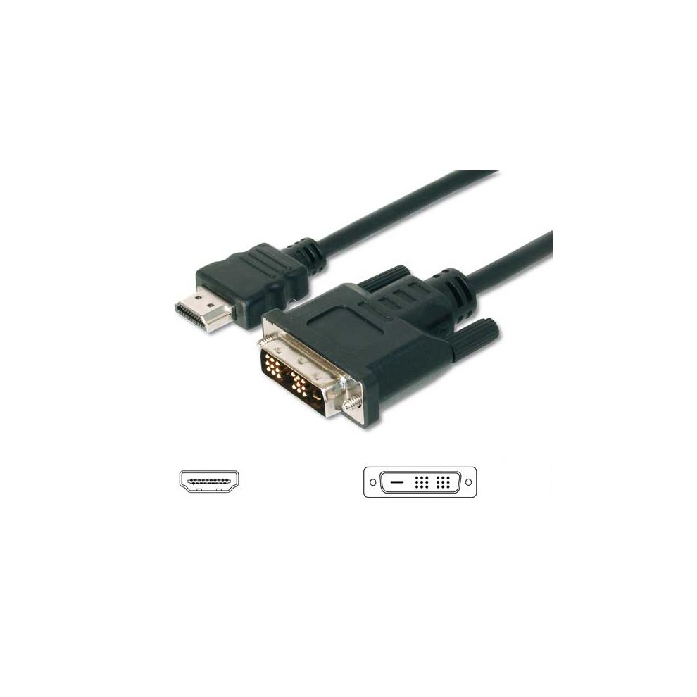 Black 3m high-speed HDMI-A to DVI-D cable, featuring a male HDMI connector on one end and a male DVI-D connector on the other, designed for digital video transmission.