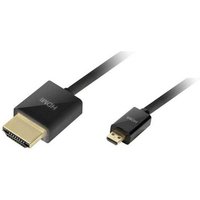 Black FDL 5M Micro HDMI D to HDMI A cable with gold-plated connectors and sleek design.