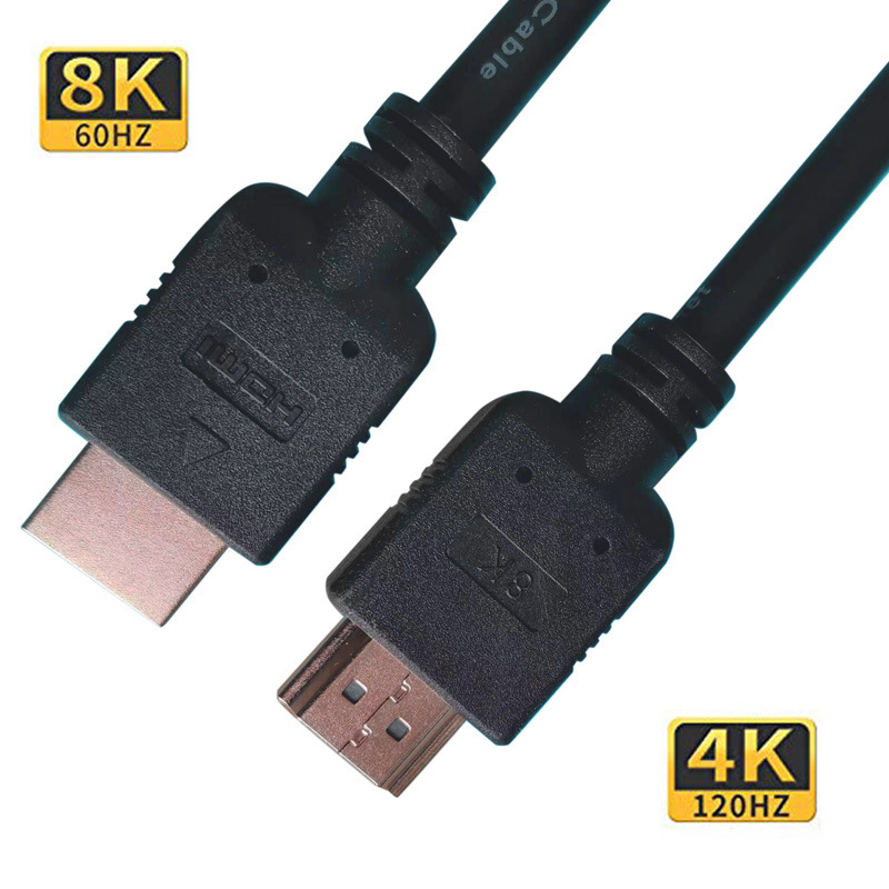 Black FDL 5m Ultra HDMI 2.1 cable with Ethernet, featuring gold-plated connectors, supports 8K at 60Hz and 4K at 120Hz, designed for high-speed data transfer.