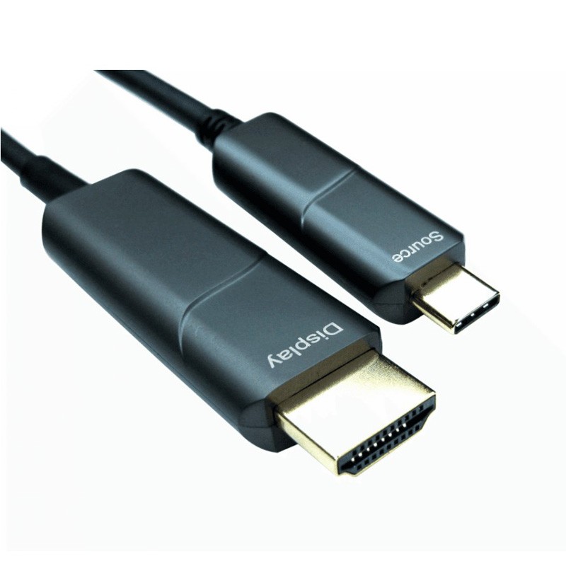 Black USB Type C to HDMI 2.0 cable, 5 meters long, featuring a sturdy design with gold-plated connectors for optimal signal transmission.