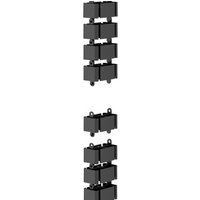 Black Fellowes cable organizer sleeve with multiple rectangular segments for desk cable management.