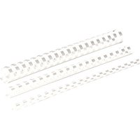 White Fellowes folder binding accessory with spiral plastic combs in varying lengths.