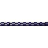 Navy blue plastic binding comb with evenly spaced rectangular loops for folder binding.