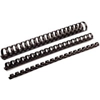 Black Fellowes folder binding accessory with three sizes of plastic comb bindings.
