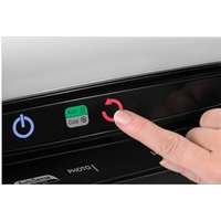 Silver Fellowes laminator with touch controls, power button, and cold setting indicator.