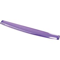 Purple Fellowes wrist rest, elongated and curved design, smooth surface, ergonomic support for keyboard use.