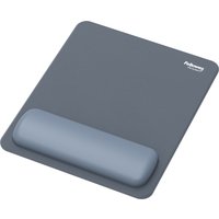 Gray Fellowes mouse pad with ergonomic wrist rest and antibacterial protection, featuring a smooth marine finish.