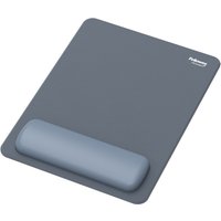 Gray Fellowes Breyta XL mouse pad with wrist rest, ergonomic design, antibacterial protection, marine color.