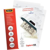 Fellowes ImageLast A3 laminating pouch pack with red and white packaging, 125 micron, 25 sheets.