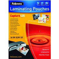 Fellowes ImageLast A5 125 Micron Laminating Pouch pack with colorful design and product images on the cover.