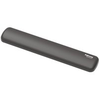 Black Fellowes compact keyboard wrist rest with a smooth surface and rounded edges.