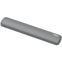 Grey Fellowes keyboard wrist rest with antibacterial protection, compact ergonomic design, rectangular shape.