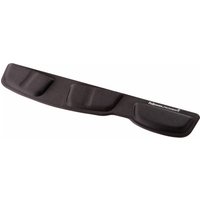 Black Fellowes keyboard wrist rest with contoured padding and antibacterial surface.