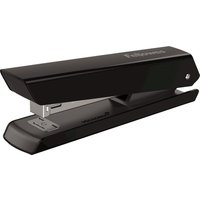 Black Fellowes LX820 stapler with sleek design, metal base, and angular top.