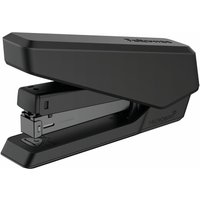 Black Fellowes LX850 stapler with a sleek, angular design and a sturdy metal stapling mechanism.