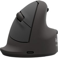 Black Fellowes vertical wireless mouse with ergonomic design, antibacterial protection, and USB-C port.