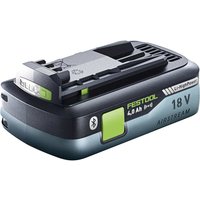 Black and green Festool 18V cordless Bluetooth Li-ion battery, 4Ah, with Airstream cooling and LED indicator.