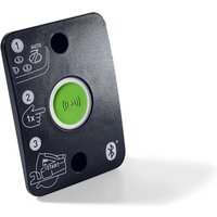 Black Festool Bluetooth module with green button, labeled icons, and Bluetooth logo for pre-2024 dust extractors.