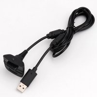 Black 1.8M USB charging cable for XBOX 360 controller with a USB plug and controller connector.